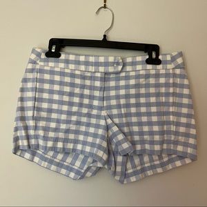 J. Crew Blue and White Checkered Chino Stretch Shorts